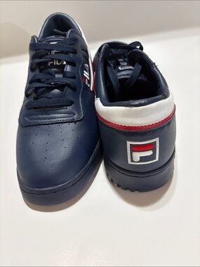 FILA Men's Navy Sneakers with White and Red Accents